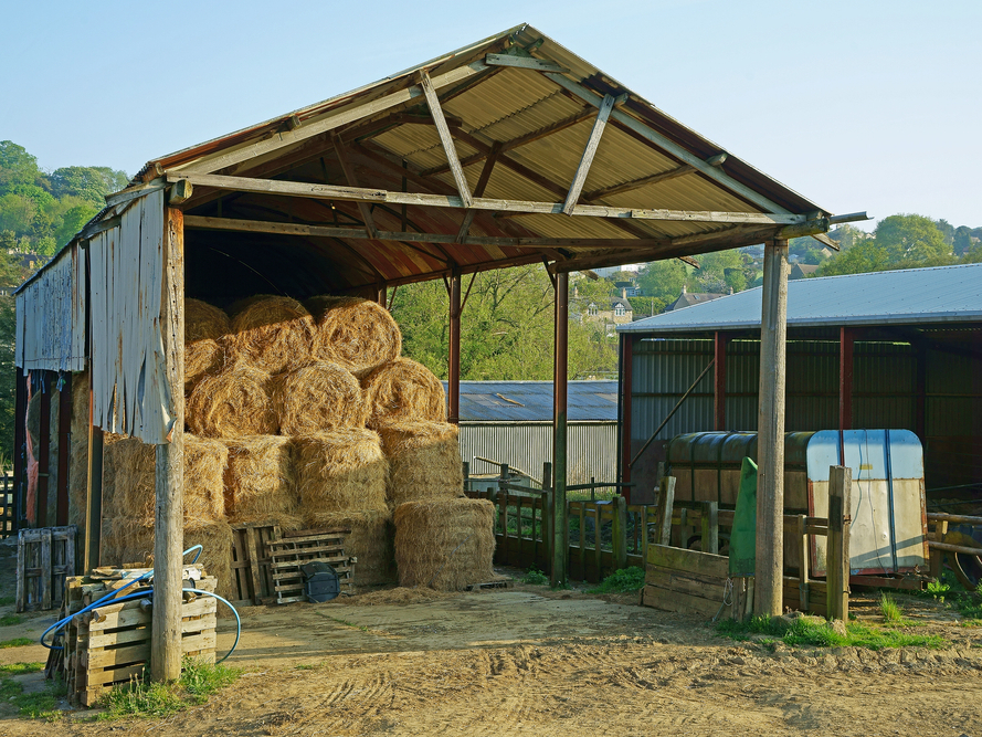Hay barn on farm