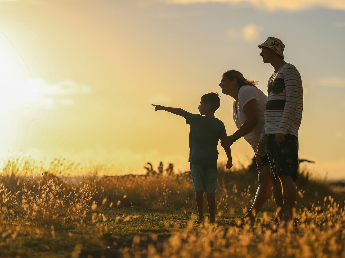 family in field